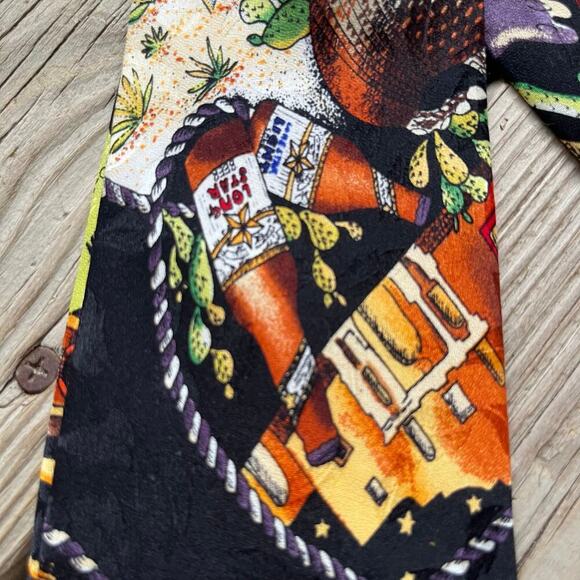 Nicole Miller Vintage Texas Theme Necktie Hand Sewn 100% Silk - Picture 3 of 10